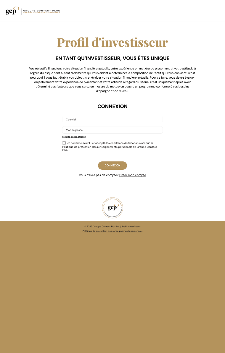 Groupe Contact Plus - Profil d'investisseur